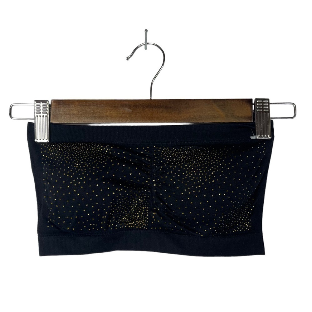 Boutique Black & Gold Rhinestone Strapless Seamless Bandeau S‎